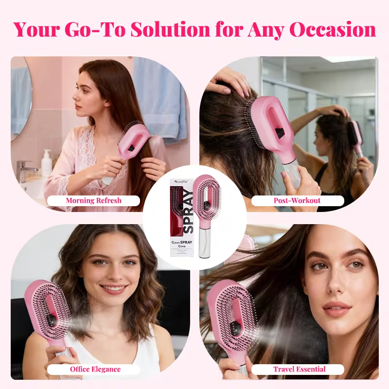 2en1 Brosse Démêlante Cheveux  avec Pulvérisateur Intégré 50 ml Anti Nœuds et Anti Frisottis