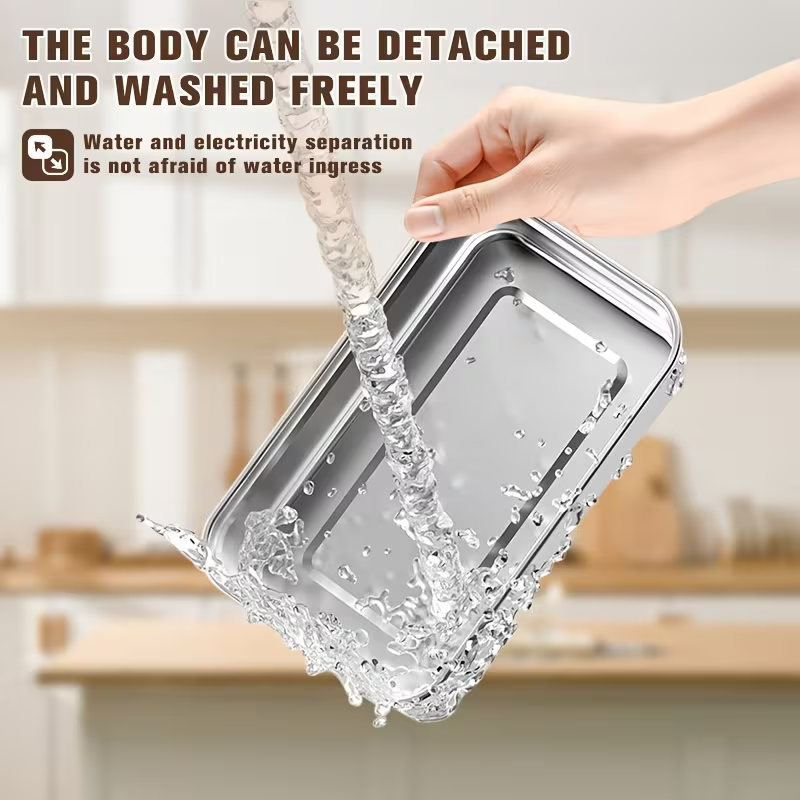 Blitz® 4en1 Boîte Repas Chauffante Électrique Rechargeable En Inox avec Affichage de Température