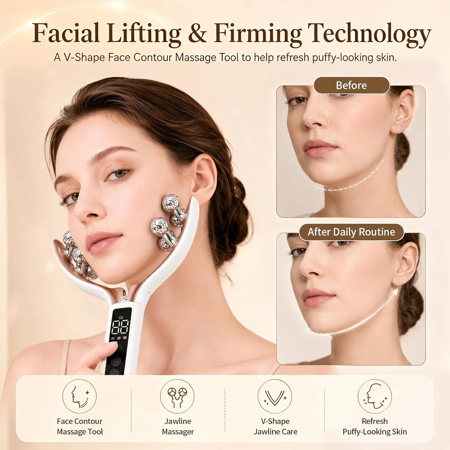5en1 Appareil de Massage Visage et Corps sans fils pour Sculpter le Visage et Raffermir la Peau