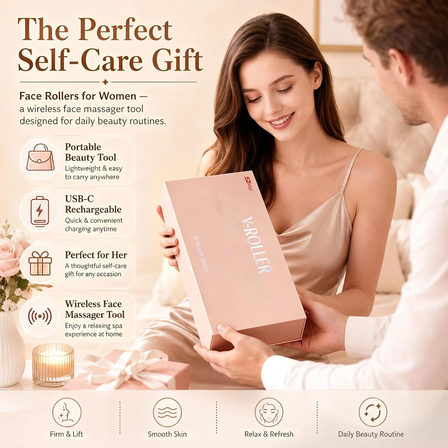 5en1 Appareil de Massage Visage et Corps sans fils pour Sculpter le Visage et Raffermir la Peau
