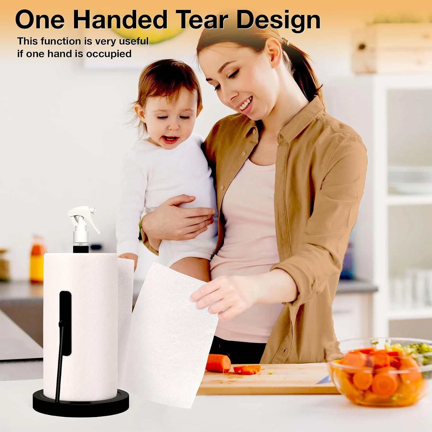 2en1 Porte-Serviettes en Papier avec Vaporisateur Intégré – Support Vertical Moderne pour Cuisine & Salle de Bain