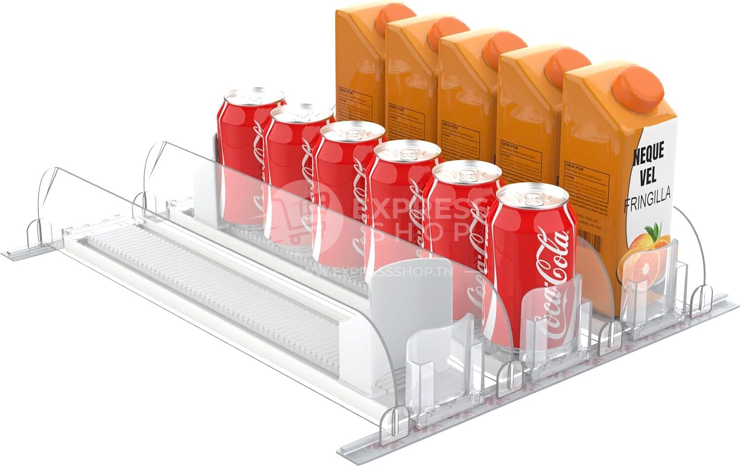 2en1 Organisateur de Boissons Multifonction avec Poussoir Automatique pour Réfrigérateur Comptoir et Étagère