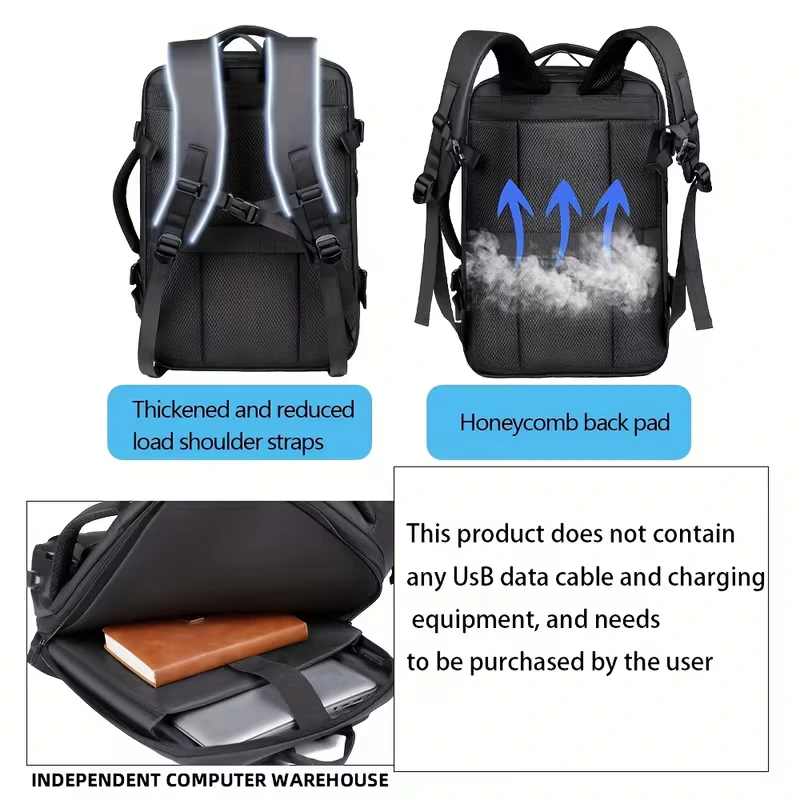 BearBags- Sac à Dos 6-En-1 Ordinateur Portable extensible 42 L Étanche Chargement USB Homme Femme