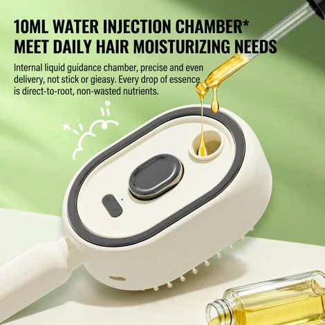 2en1 Brosse Vapeur Électrique Cheveux Rechargeable Peigne Démêlant Anti Frisottis Antistatique