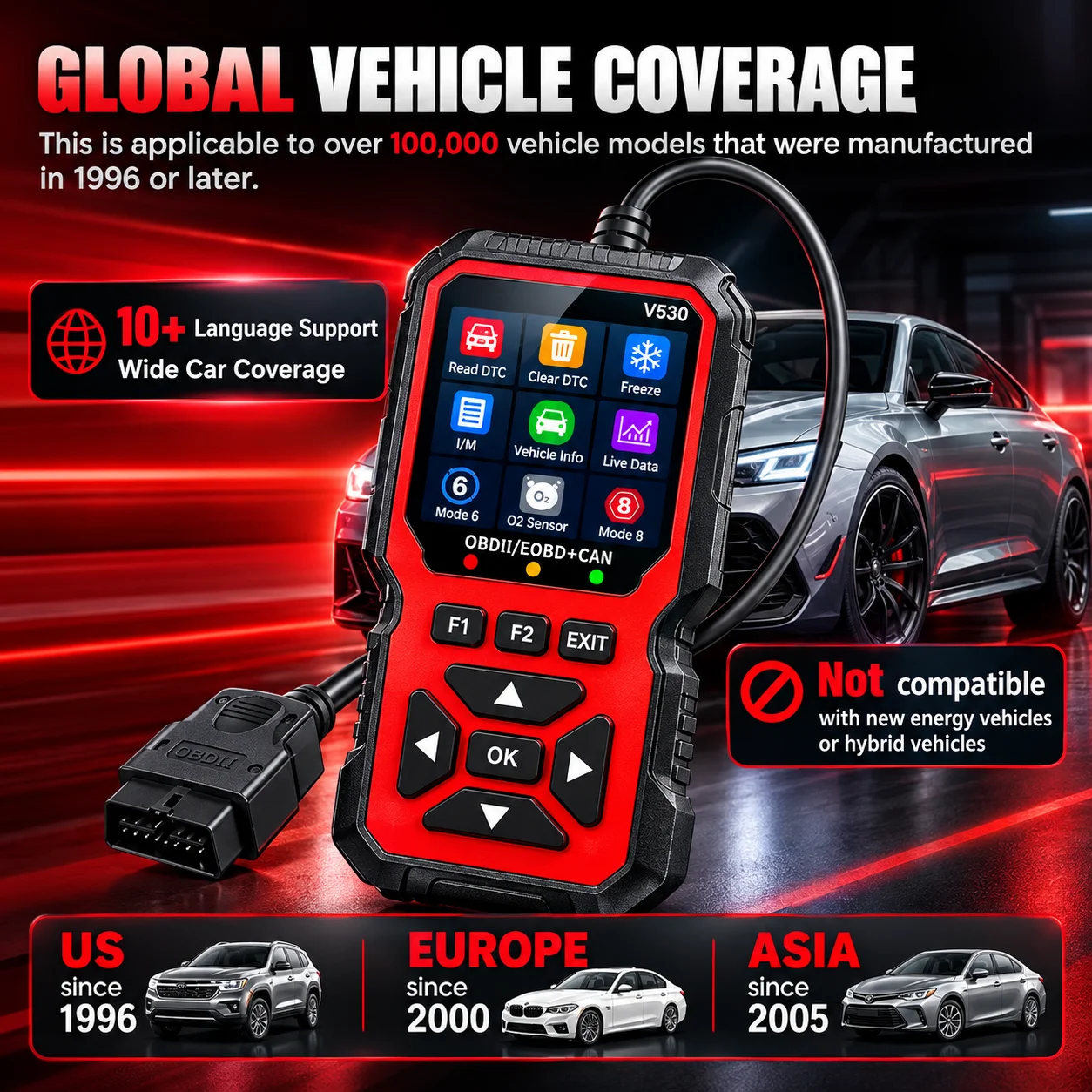 5en1 Scanner de Diagnostic Automobile OBD2 Professionnel Lecteur de Codes Défauts avec Analyse Complète