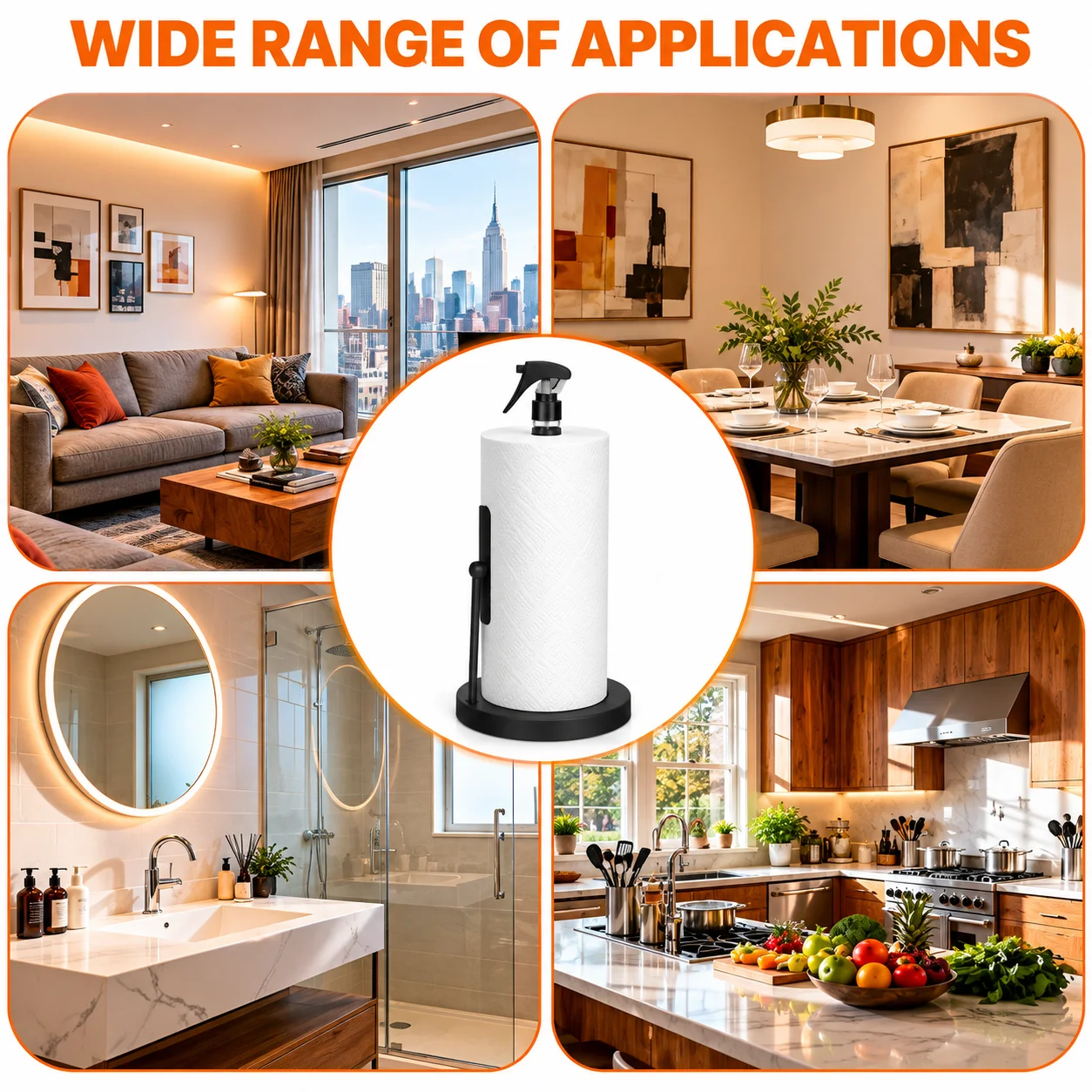 2en1 Porte-Serviettes en Papier avec Vaporisateur Intégré – Support Vertical Moderne pour Cuisine & Salle de Bain