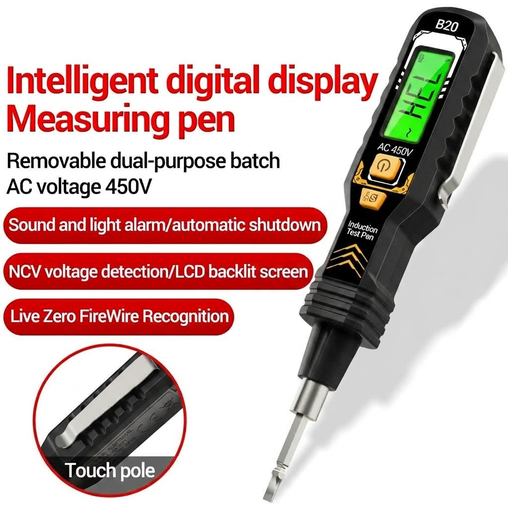4en1 Tournevis Testeur de Tension Numérique Intelligent avec Détection Sans Contact et Écran LCD