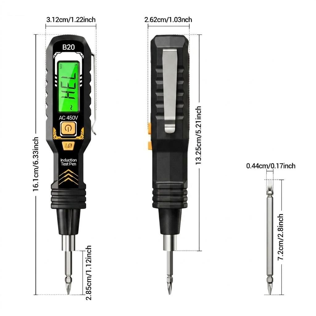 4en1 Tournevis Testeur de Tension Numérique Intelligent avec Détection Sans Contact et Écran LCD