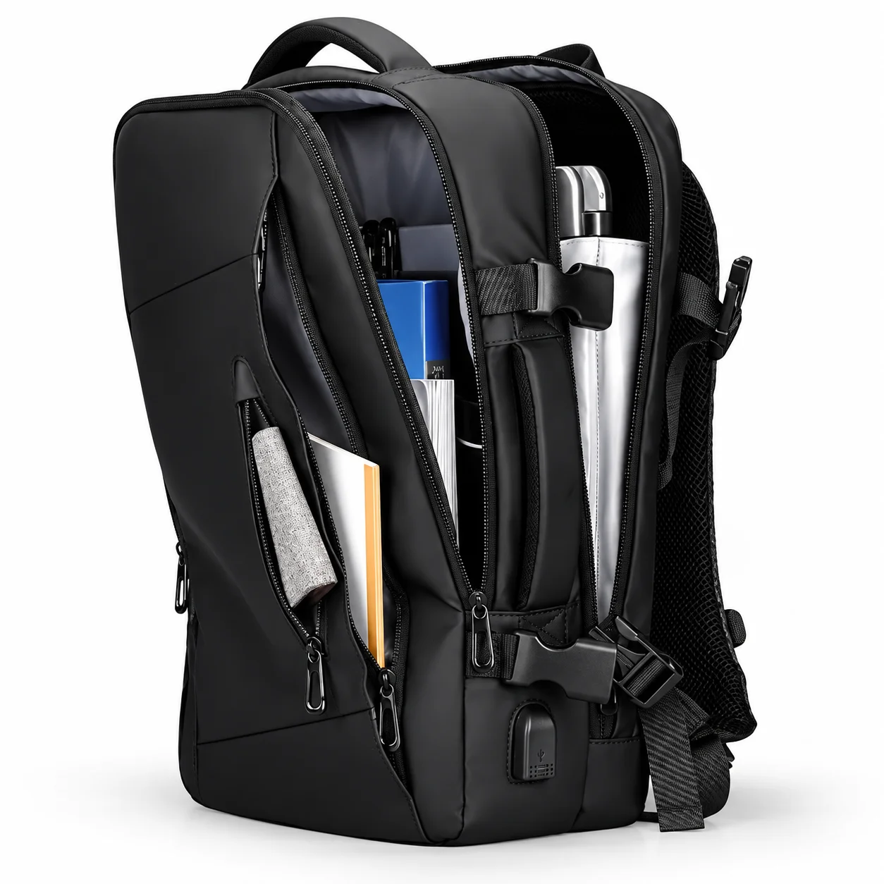 BearBags - 5en1 Sac À Dos Extensible Ordinateur Professionnel Étanche Chargement USB Homme Femme