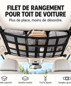 Filet de Rangement de Toit pour Voiture Grande Capacité – Organisateur de Plafond Double Couche, Ultra Résistant