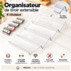 4en1 Organisateur de Tiroir à Épices Extensible Transparent Réglable Cuisine