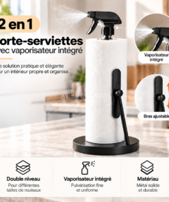 2en1 Porte-Serviettes en Papier avec Vaporisateur Intégré – Support Vertical Moderne pour Cuisine & Salle de Bain