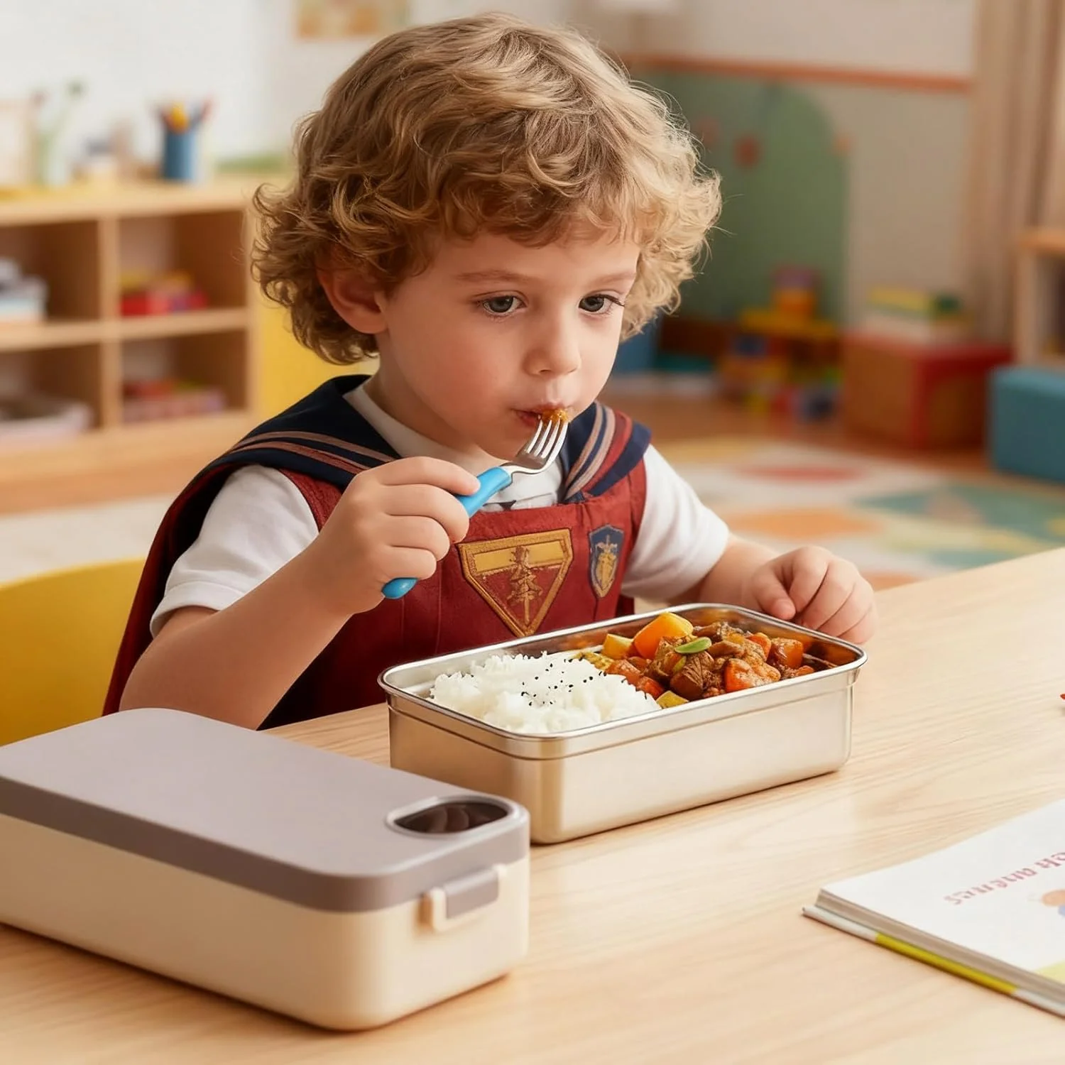 Blitz® 4en1 Boîte Repas Chauffante Électrique Rechargeable En Inox avec Affichage de Température