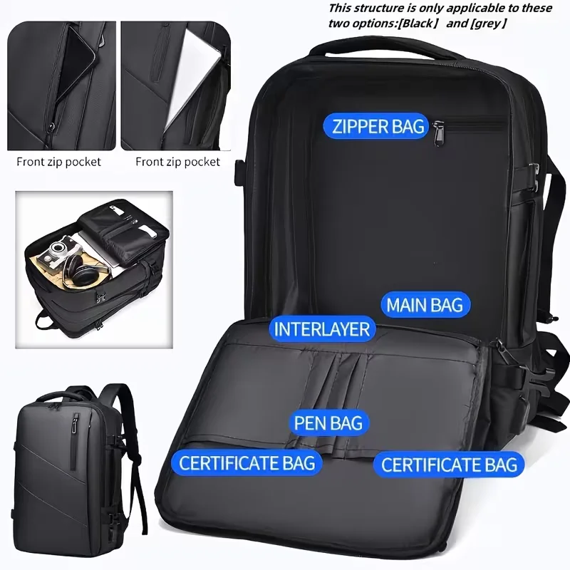 BearBags- Sac à Dos 6-En-1 Ordinateur Portable extensible 42 L Étanche Chargement USB Homme Femme