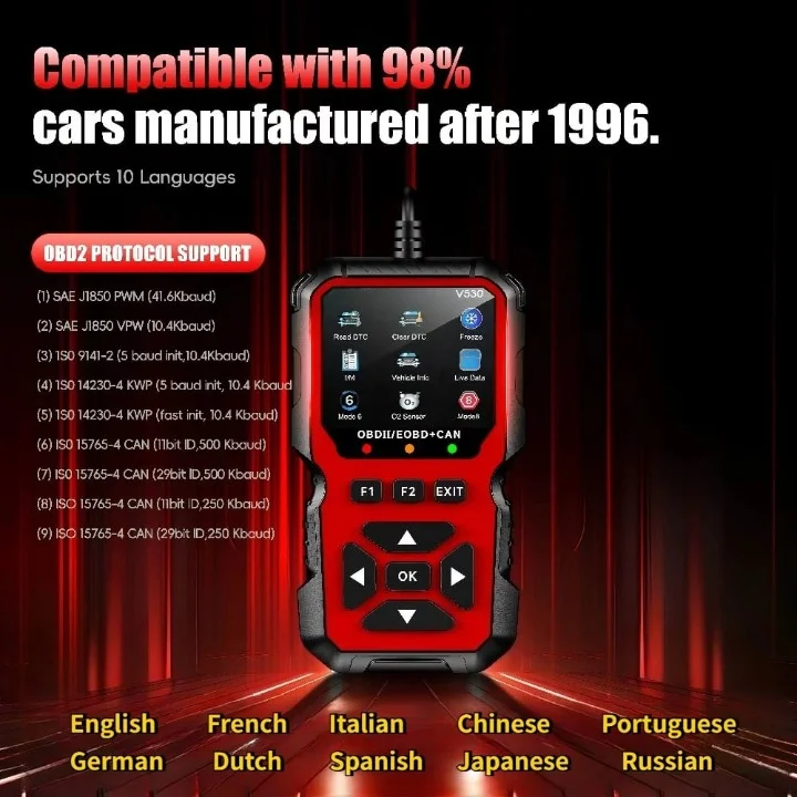 5en1 Scanner de Diagnostic Automobile OBD2 Professionnel Lecteur de Codes Défauts avec Analyse Complète
