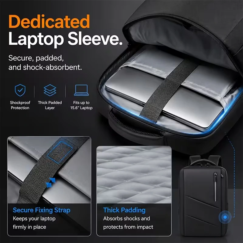 BearBags- Sac à Dos 6-En-1 Ordinateur Portable extensible 42 L Étanche Chargement USB Homme Femme