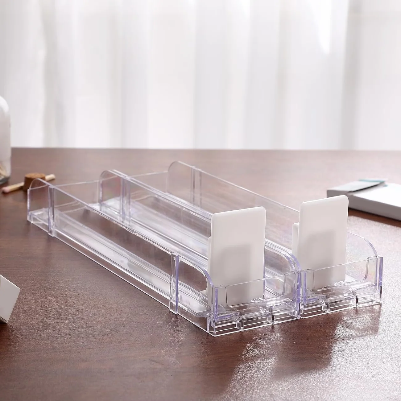 2en1 Organisateur de Boissons Multifonction avec Poussoir Automatique pour Réfrigérateur Comptoir et Étagère