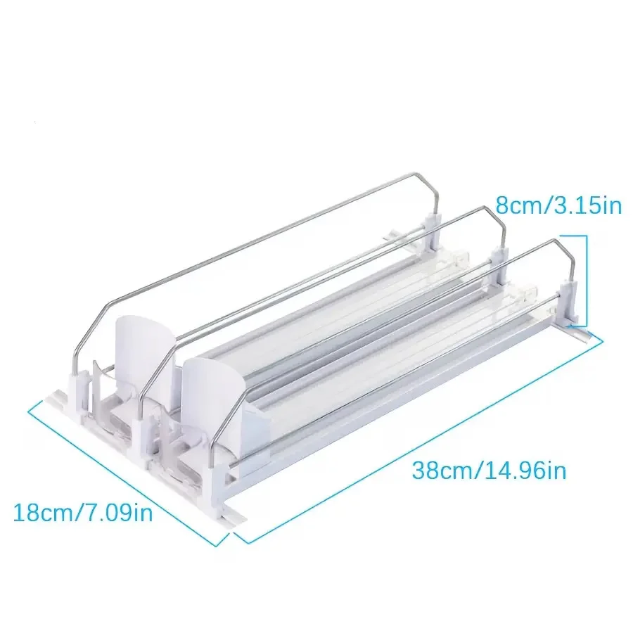 2en1 Organisateur de Boissons Multifonction avec Poussoir Automatique pour Réfrigérateur Comptoir et Étagère