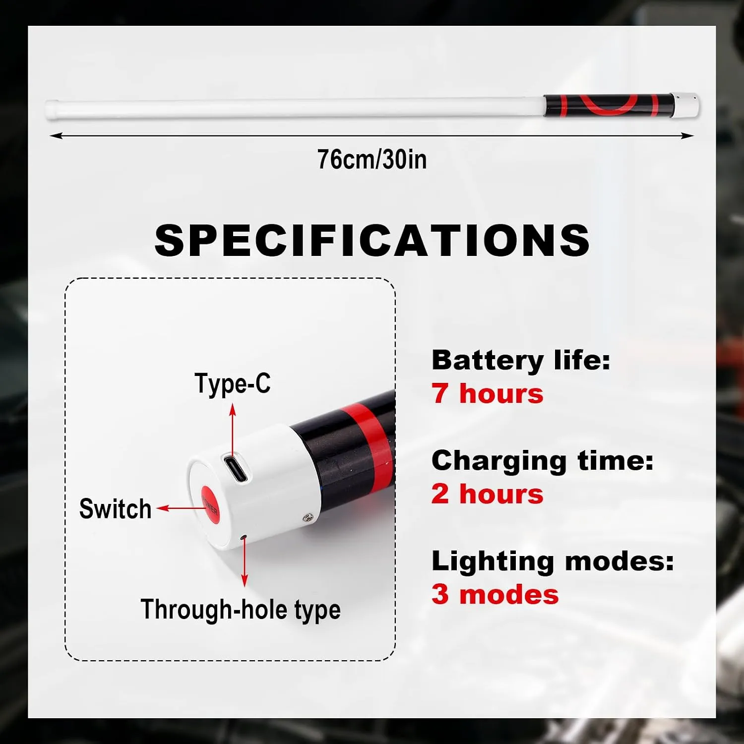 2en1 Lampe de travail LED Flexible Rechargeable pour Inspection Automobile et Mécanicien