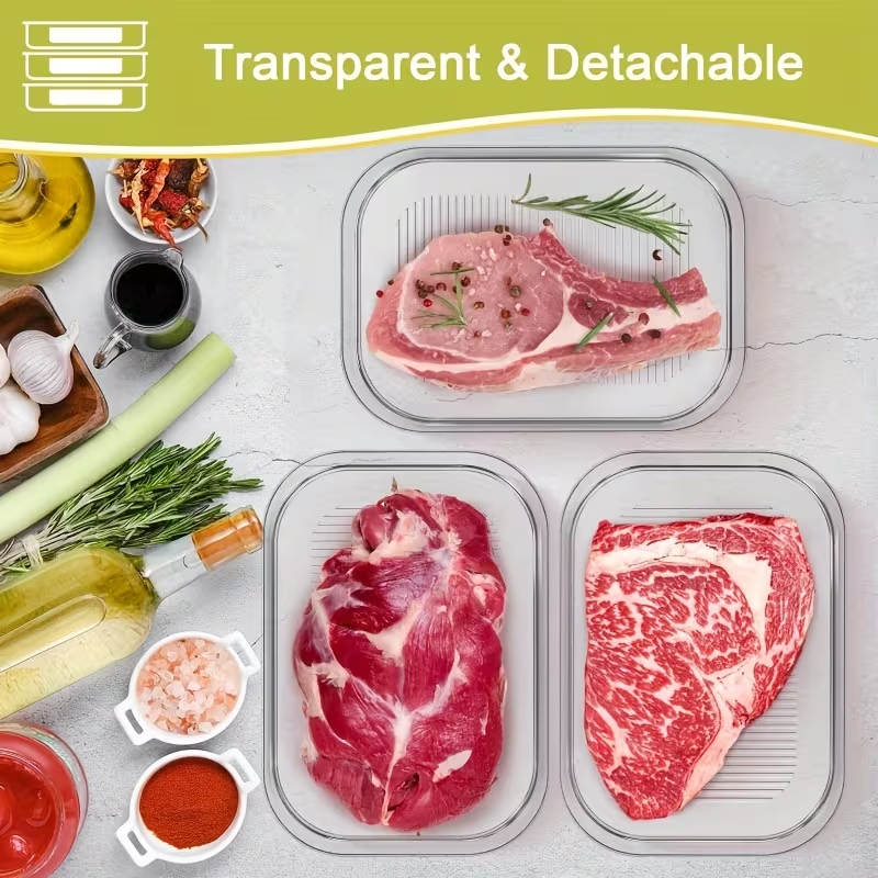 3en1 Boîte de Conservation Alimentaire 3 Étages Empilables pour Charcuterie Viande et Fromage