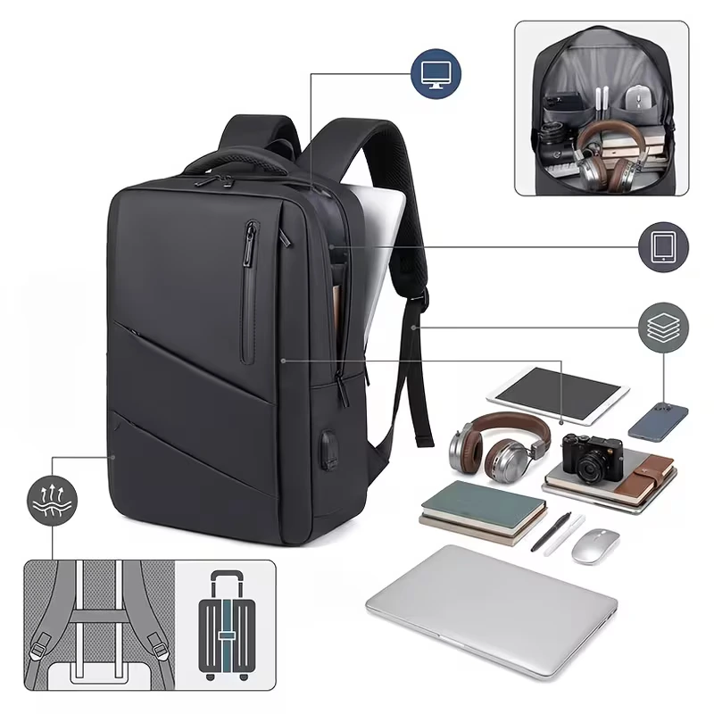 BearBags- Sac à Dos 6-En-1 Ordinateur Portable extensible 42 L Étanche Chargement USB Homme Femme