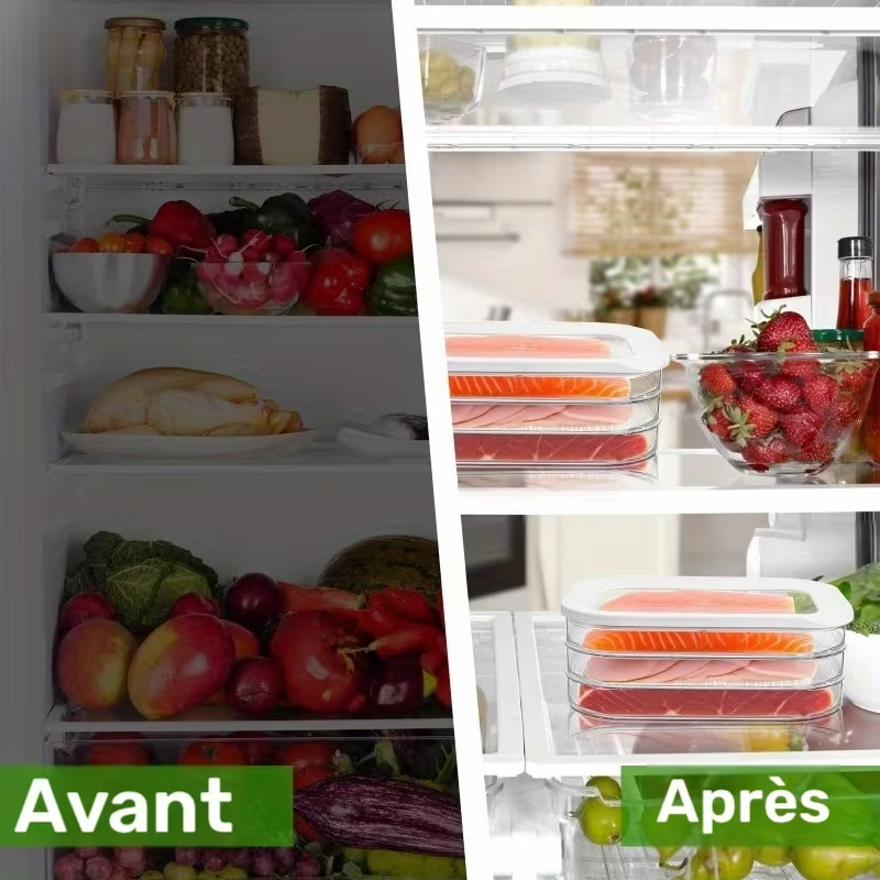 3en1 Boîte de Conservation Alimentaire 3 Étages Empilables pour Charcuterie Viande et Fromage