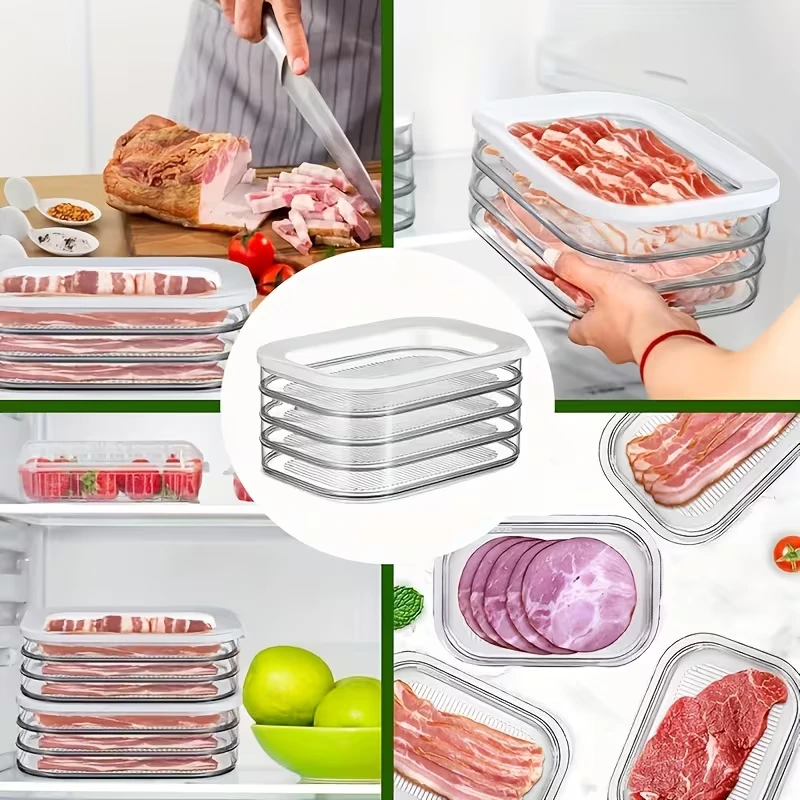 3en1 Boîte de Conservation Alimentaire 3 Étages Empilables pour Charcuterie Viande et Fromage
