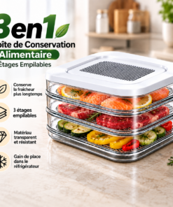3en1 Boîte de Conservation Alimentaire 3 Étages Empilables pour Charcuterie Viande et Fromage