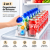 2en1 Organisateur de Boissons Multifonction avec Poussoir Automatique pour Réfrigérateur Comptoir et Étagère