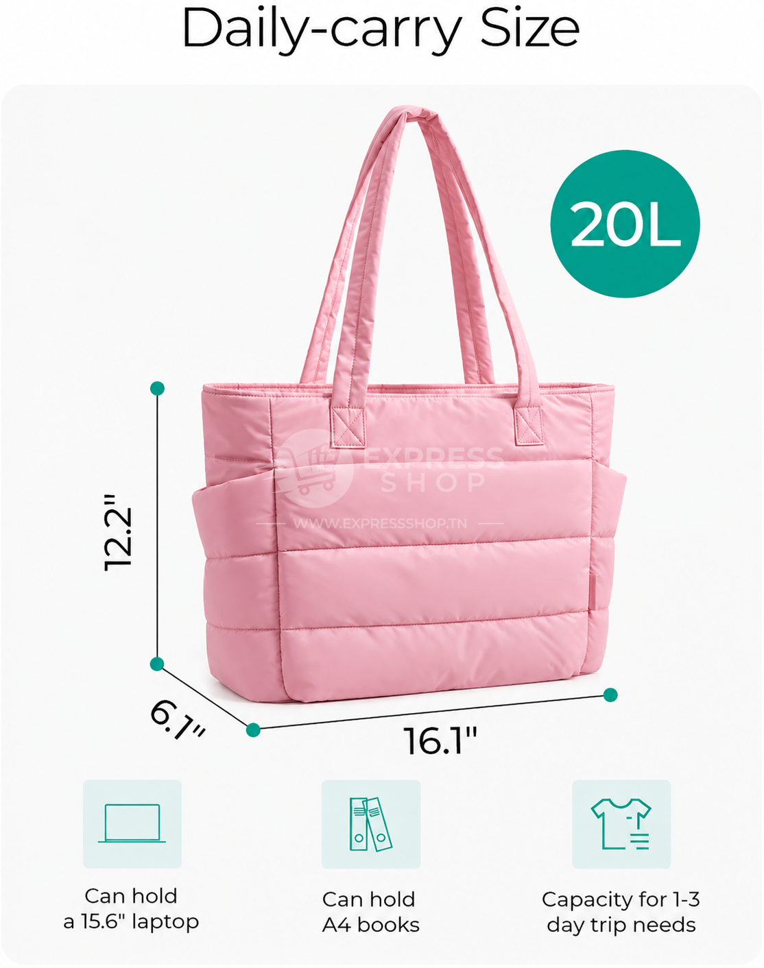 Sac rose matelassé format quotidien Sac rose matelassé format quotidien